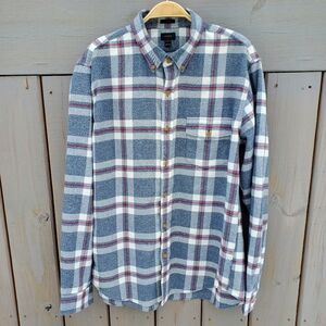 J.Crew Men's Blue & Red Plaid Button-Down Long Sleeve Shirt Soft Cotton